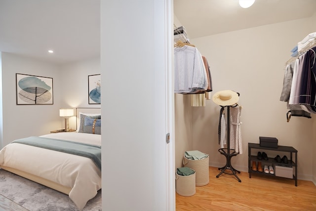 bedroom featuring light hardwood / wood-style floors