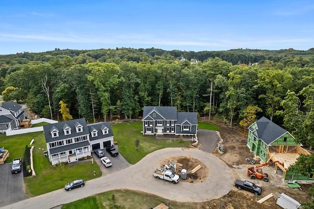 aerial view with a forest view