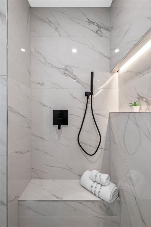 238 Bellevue St Unit 2, Newton, MA 02458 - bathroom featuring a marble finish shower