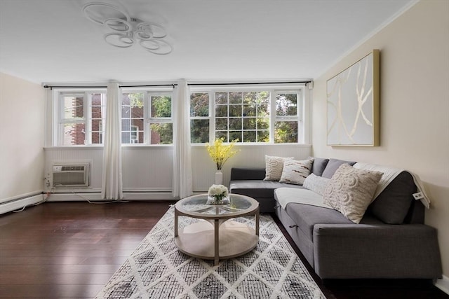 sunroom with an AC wall unit