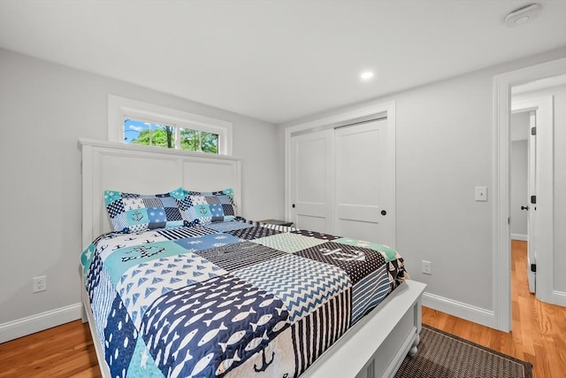 3 Laurie, Harwich, MA 02646 - bedroom featuring light wood-type flooring, a closet, baseboards, and recessed lighting