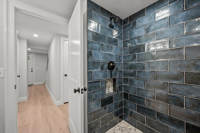 3 Laurie, Harwich, MA 02646 - full bathroom featuring tiled shower, wood finished floors, baseboards, and recessed lighting