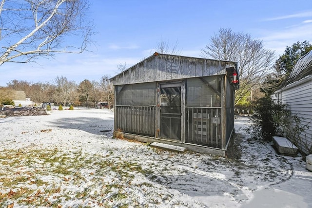 view of snow covered structure