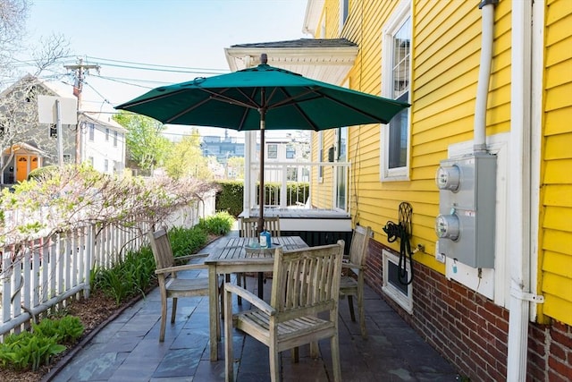 view of patio / terrace with fence and outdoor dining area
