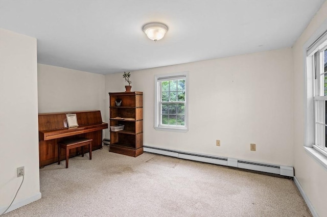 5 Emery Ct, Stoneham, MA 02180 - living area featuring carpet floors, a baseboard radiator, and baseboards