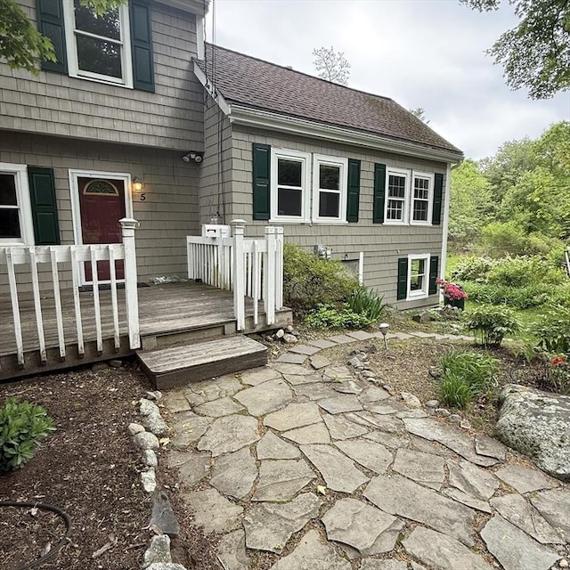 5 Emery Ct, Stoneham, MA 02180 - back of house with roof with shingles and a deck