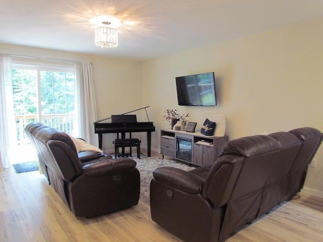 living room featuring light hardwood / wood-style flooring