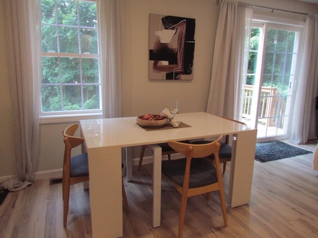 dining room with hardwood / wood-style flooring