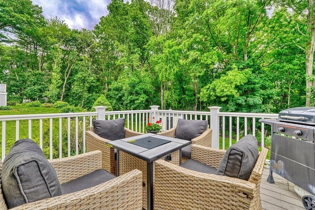 277 Ridgewood Dr, Norwood, MA 02062 - deck featuring grilling area and view of wooded area