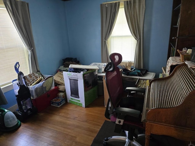 home office featuring wood finished floors