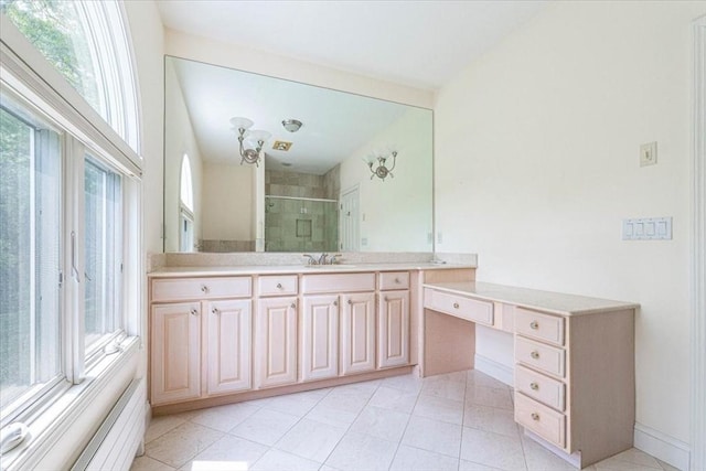 89 Standish Rd, Bourne, MA 02562 - full bath featuring a shower stall, vanity, and tile patterned flooring