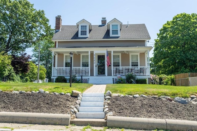 3846 Pawtucket, East Providence, RI 02915 - view of front of home with a porch, a chimney, and a shingled roof