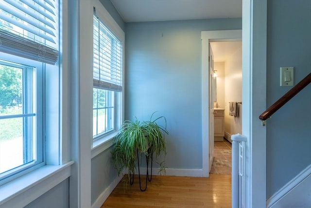 3846 Pawtucket, East Providence, RI 02915 - hallway featuring plenty of natural light and light wood-style flooring