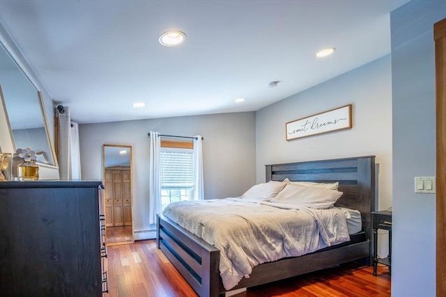 3846 Pawtucket, East Providence, RI 02915 - bedroom featuring hardwood / wood-style floors, recessed lighting, and a baseboard radiator