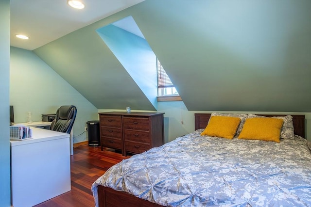 3846 Pawtucket, East Providence, RI 02915 - bedroom with dark wood-style floors, lofted ceiling, and recessed lighting