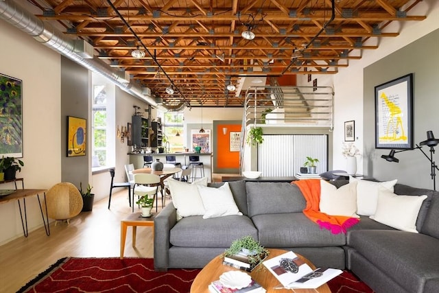 living room with wood finished floors