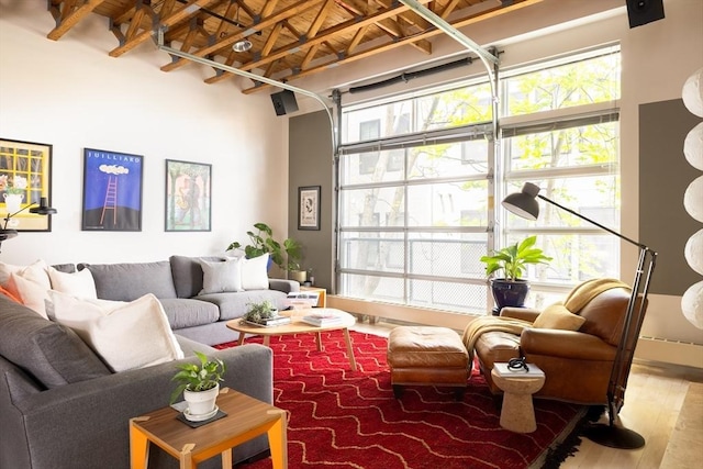living area with wood finished floors