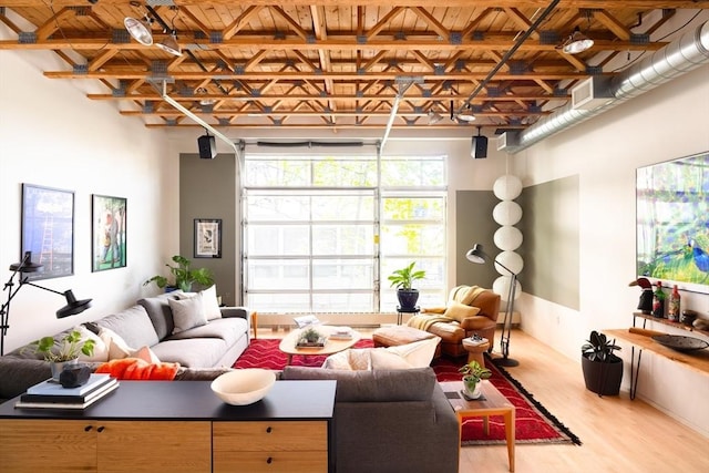 living room featuring light wood-style flooring
