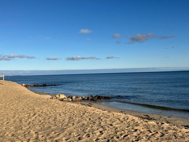 property view of water featuring a view of the beach