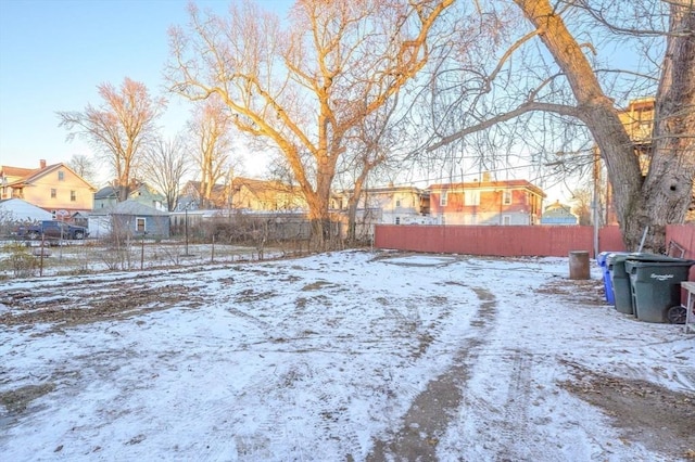 view of yard covered in snow