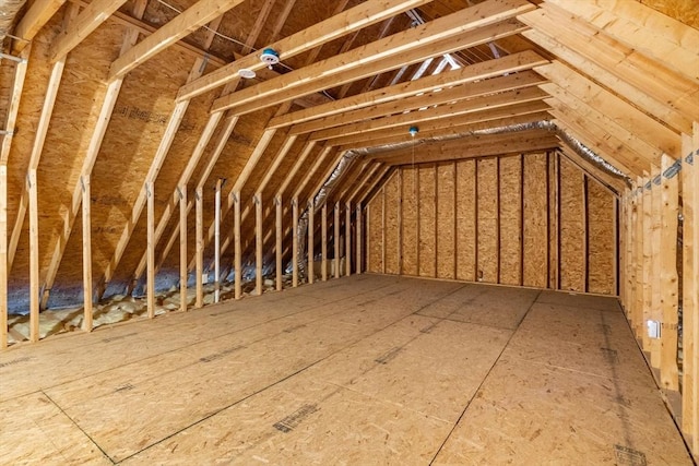 view of unfinished attic