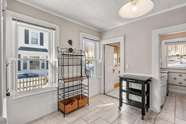 interior space with ornamental molding