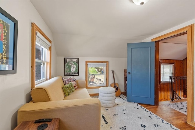 living area with wood finished floors