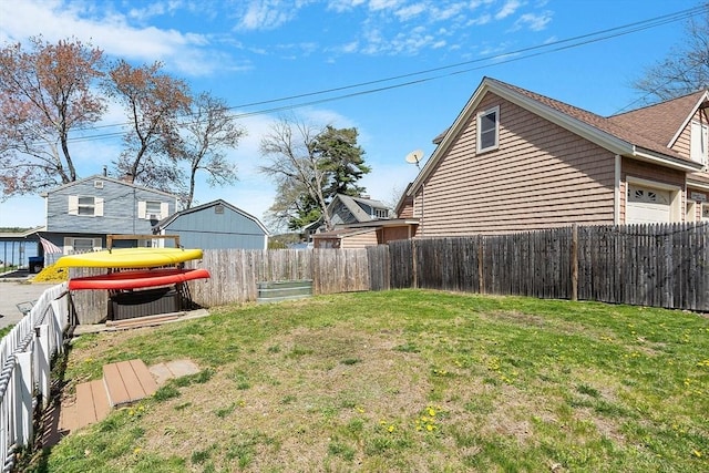 view of yard with a fenced backyard