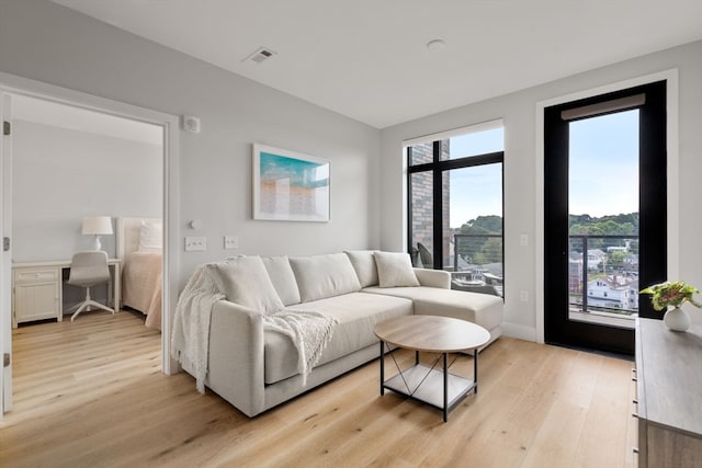 living room featuring light hardwood / wood-style floors