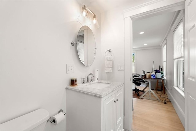 23 Union St Unit 2, Salem, MA 01970 - bathroom with vanity, wood finished floors, and recessed lighting
