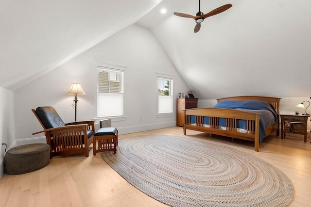 23 Union St Unit 2, Salem, MA 01970 - bedroom with vaulted ceiling, wood finished floors, recessed lighting, and ceiling fan