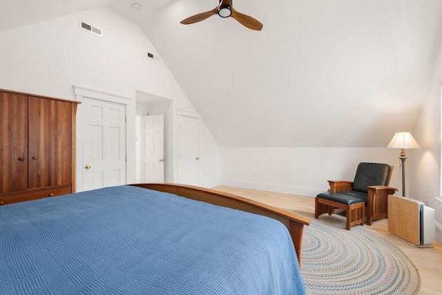 23 Union St Unit 2, Salem, MA 01970 - bedroom featuring lofted ceiling, ceiling fan, and light wood-style floors