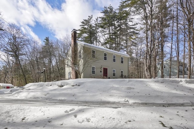 exterior space with a chimney