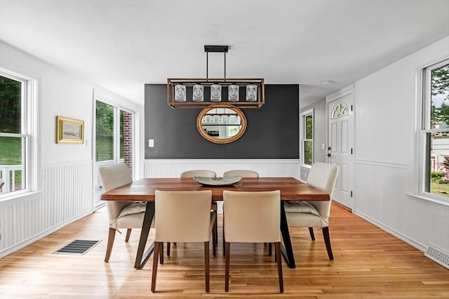 17 High St, Merrimac, MA 01860 - dining area with light wood-style floors and a wainscoted wall