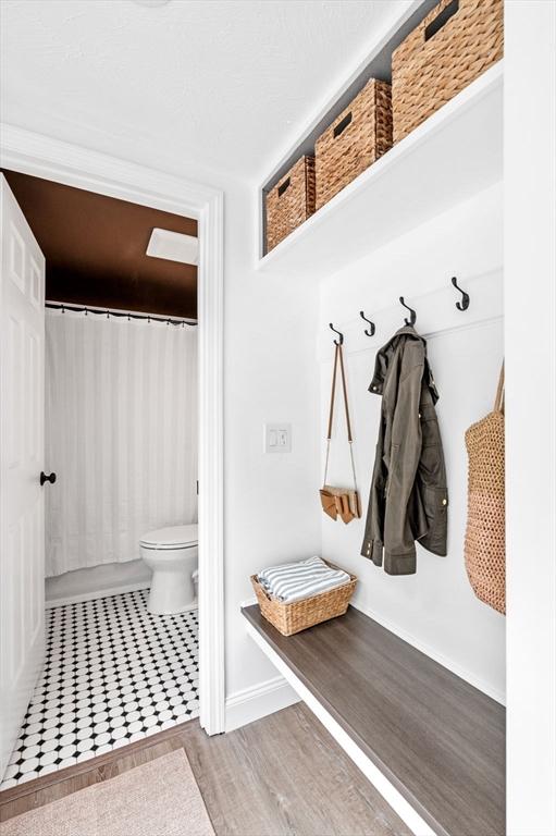 17 High St, Merrimac, MA 01860 - mudroom featuring baseboards and wood finished floors