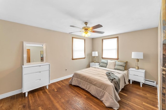 35 Freeman Ave, Boston, MA 02132 - bedroom with baseboard heating, wood finished floors, and a ceiling fan