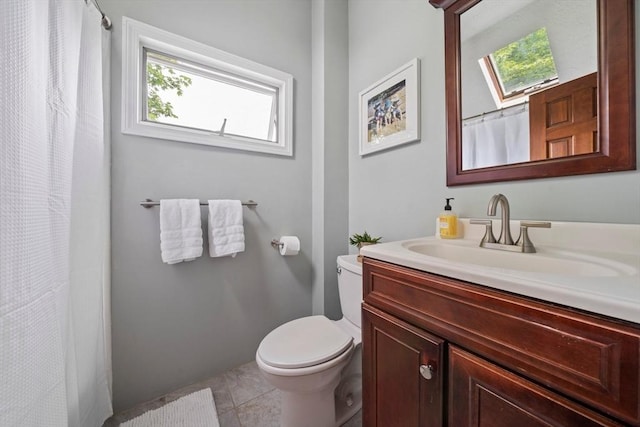 41 Dale Ave, Quincy, MA 02169 - bathroom featuring vanity, plenty of natural light, tile patterned flooring, and a shower with shower curtain