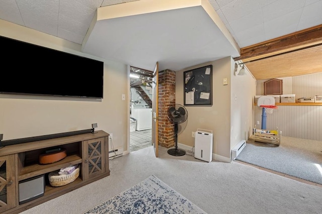 41 Dale Ave, Quincy, MA 02169 - living room featuring a baseboard heating unit and carpet floors