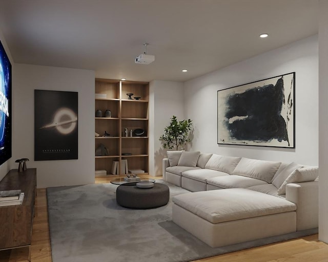 living room featuring light wood-type flooring