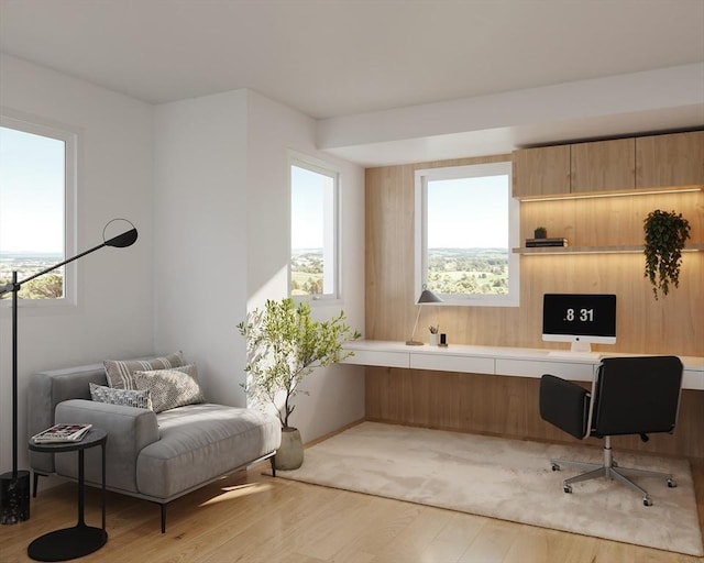 office space featuring light wood-type flooring