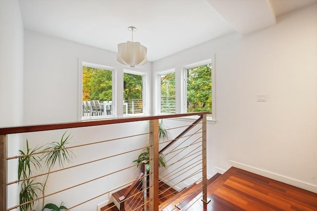 stairway with wood-type flooring