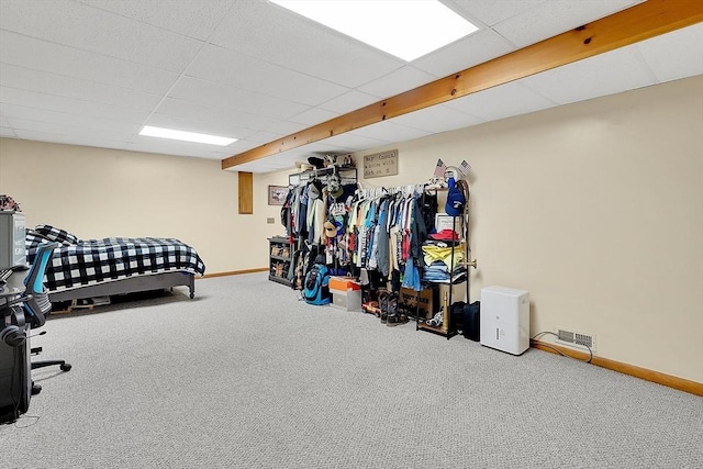 5 Evergreen Cir, Wilbraham, MA 01095 - bedroom featuring carpet floors, baseboards, and a paneled ceiling