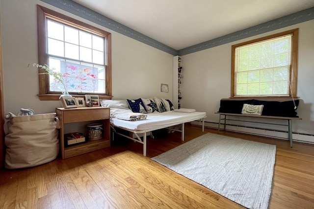 120 Tracy Cir, Amherst, MA 01002 - sitting room featuring wood finished floors and a baseboard radiator