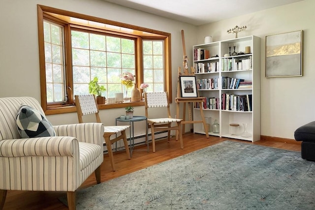120 Tracy Cir, Amherst, MA 01002 - sitting room with wood finished floors, a baseboard heating unit, and baseboards