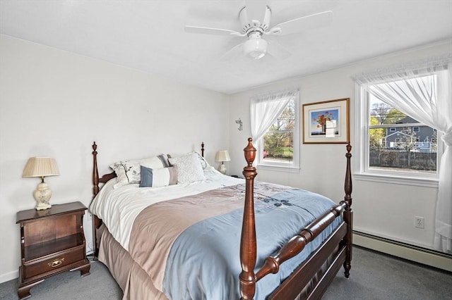 12 Jacobs Ave, Danvers, MA 01923 - carpeted bedroom with a baseboard heating unit and ceiling fan