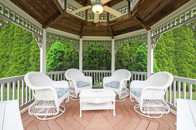 12 Jacobs Ave, Danvers, MA 01923 - deck featuring a gazebo, a ceiling fan, and an outdoor living space