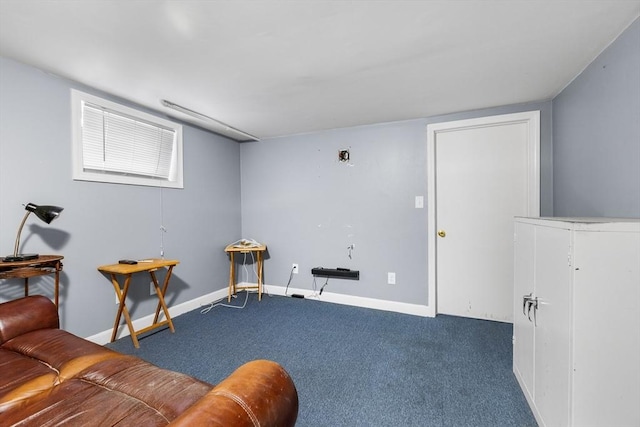 sitting room with dark carpet