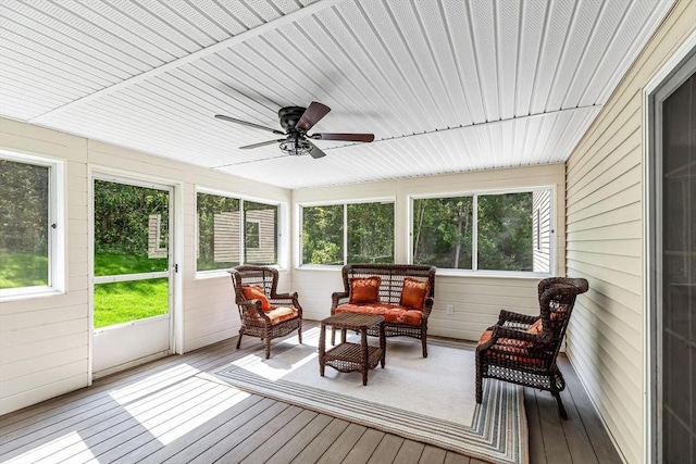 105 Forest Ave, Warren, MA 01585 - sunroom with ceiling fan and an outdoor living space