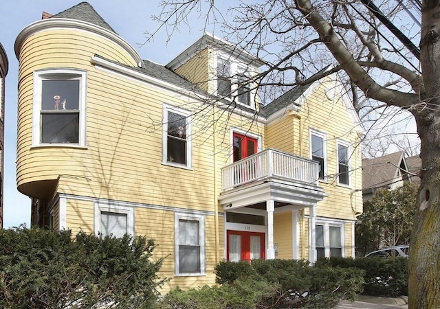 175 Winthrop Rd Unit 3, Brookline, MA 02445 - back of house with a balcony and french doors