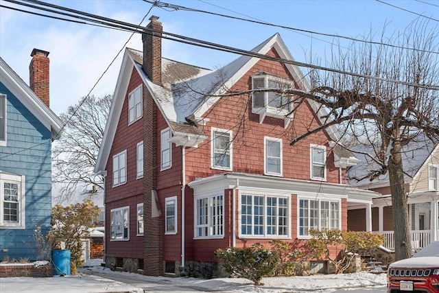 view of snow covered exterior